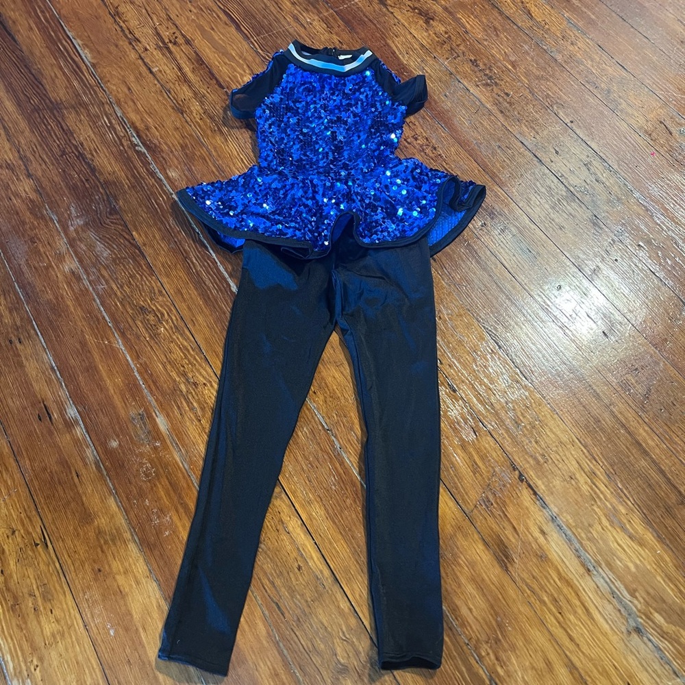Weissman Sparkling Royal Blue and Black Dance Outfit